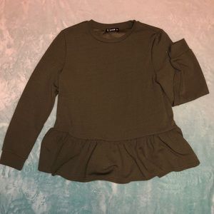 OLIVE GREEN PEPLUM TOP